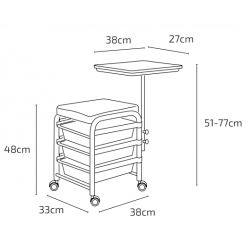 Табуретка за маникюр/педикюр  Olson - 38 х 33х 51/77 см