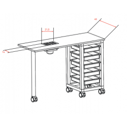 Маса за маникюр с прахоуловител Ulnar 120 х 45 х 80 см